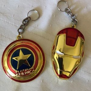 NWOT Captain America and Iron Man key chains